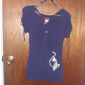 Like new dark blue Baby Phat Tee with Silver Cat